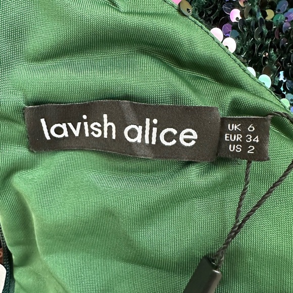 Lavish Alice mermaid Sequin One Shoulder Ruffle front Cocktail Dress Sz 2, Trend - Picture 7 of 12